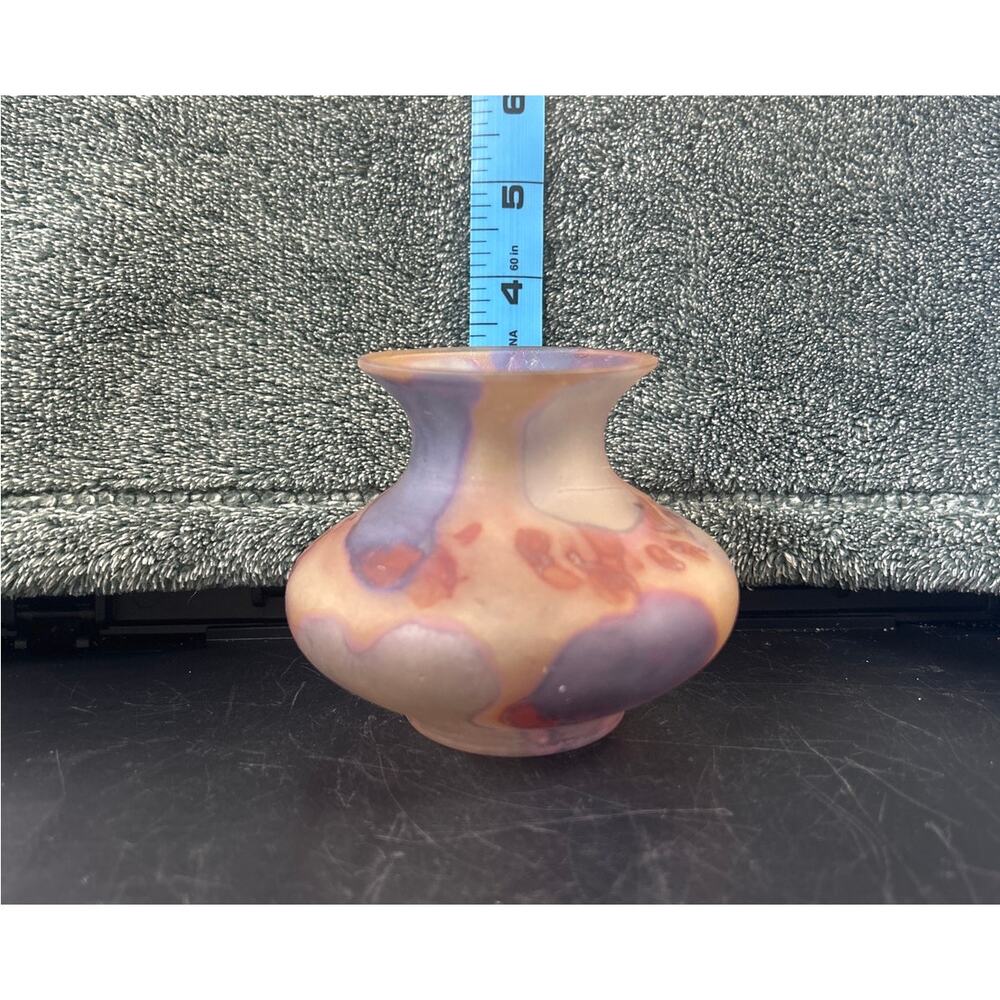 Vintage Israel Hand Painted Pink Purple Vase Rueven Watercolor By BZT LTD